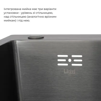  Handmade H6350BR Мийка інтегрована крило зправа Brushed Black PVD+Lidz Aria 015F Змішувач для кухні (k35) Black — Photo 3