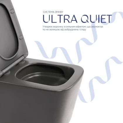 Унітаз підвісний Qtap Tern Ultra Quiet 520×345×325 мм, Anthracite, з сидінням Slim Duroplast / Soft-close / Quick Release QTTER26AN48999 — Photo 4