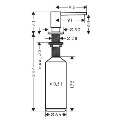 Дозатор рідкого мила HANSGROHE 40438670, чорний — Photo 1