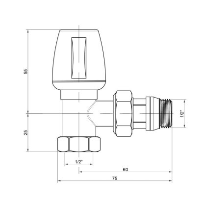 Кран радіаторний Icma 1/2&quot; з антипротіканням кутовий №1116 — Photo 1