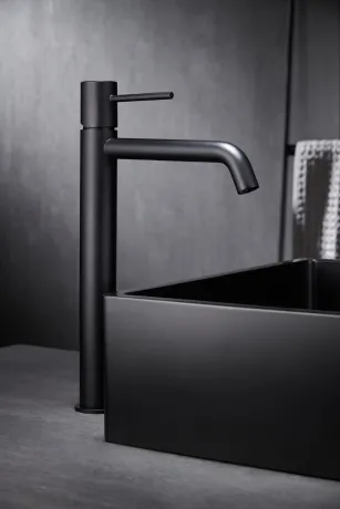 IMEX MONZA MATT BLACK Змішувач для умивальника високий, чорний матовий — Photo 1