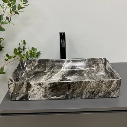 Умивальник (раковина) VBI TRIEST ANTHRACITE MARBLE накладний — Photo 2