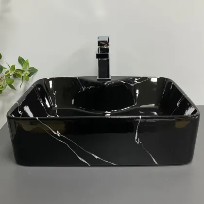 Умивальник (раковина) VBI FORLI BLACK MARMO GLOSSY накладний — Photo 3