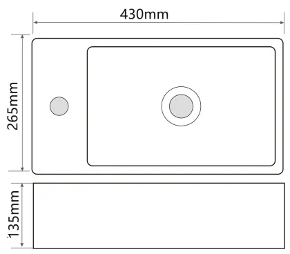 Раковина підвісна Mixxus Premium QUADRO-1201-R 430х265х135mm з отвором під змішувач та переливом (MP6504) — Photo 1