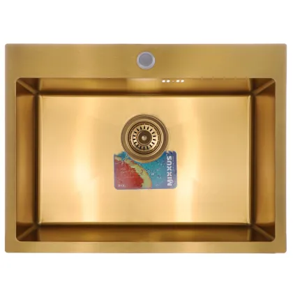 Набір Mixxus SET-6045-200x1.0-PVD-Gold (мийка + змішувач + диспенсер) (MX0589) — Photo 1