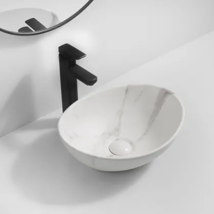 Раковина накладна MIXXUS PREMIUM ELLIPSE-0108 MARBLE 400х330х145mm (MP6526) — Photo 3
