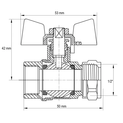 Кран кульовий Koer Wing 16x1/2M (KR.351) (LL1656) — Photo 1