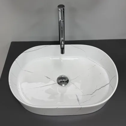 Умивальник VBI VERONA 50 MARBLE WHITE GLOSSY накладний — Photo 2