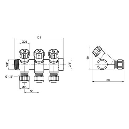 Колектор SD Plus 3/4&quot; 3 виходи SD230W3 — Photo 1