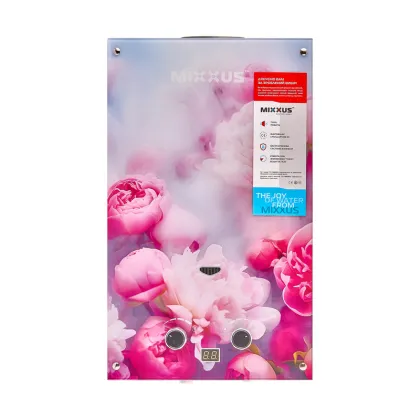 Газова колонка MIXXUS GWH-0410 BASIC GLASS димохідна 10 л/хв (панель зі скла з малюнком) (WH0025) — Photo 5