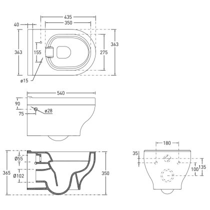 Набор инсталляционный: VIRGO Rimless унитаз подвесной, сиденье Slim slow-closing, 458.126.00.1 Geberit Duofix инсталляция для унитаза, без клавиши — Photo 2