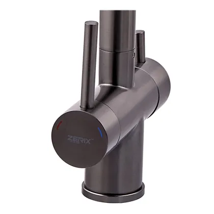 Змішувач для кухні з гнучким виливом на дві води Zerix KIT-021 Graphite REFL.Black з нерж. сталі (ZX5559) — Photo 3
