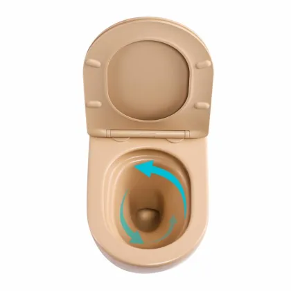 Унітаз підвісний Robin Ultra Quiet 490×365×325 мм, Beige, з сидінням Slim Duroplast / Soft-close / Quick Release QT13332381АSSB Qtap — Photo 5