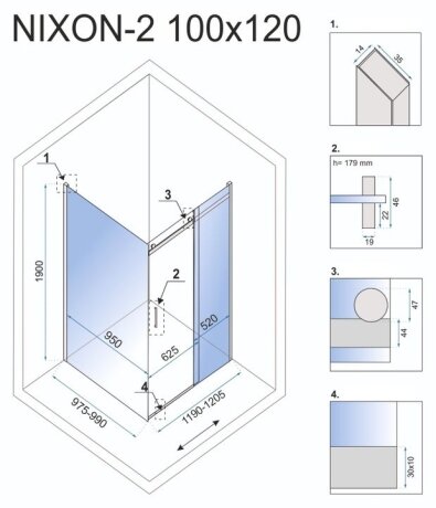 Душова Кабіна REA Nixon 100x120 P KPL-K5014-K5003 — Photo 2