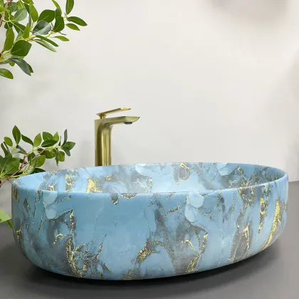 Умивальник (раковина) VBI UDINE MARBLE BLUE MATT накладний — Photo 3