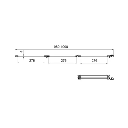 Шторка на ванну трьохелементна Style 1000х1500мм (right) chrome, скло 4мм clear — Photo 3