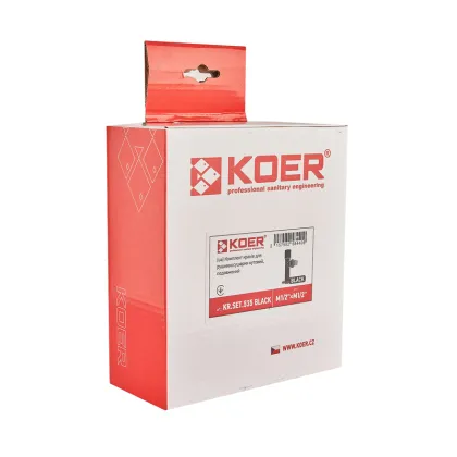 Комплект кранів для рушникосушки кутовий Koer KR.SET.535 BLACK - M1/2''xM1/2'' подовжений (KR5844) — Photo 2
