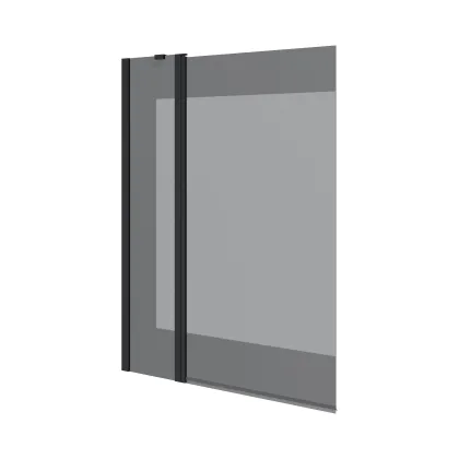 Шторка на ванну двоелементна Dakota 1100х1400мм black matt, скло 6мм europe grey