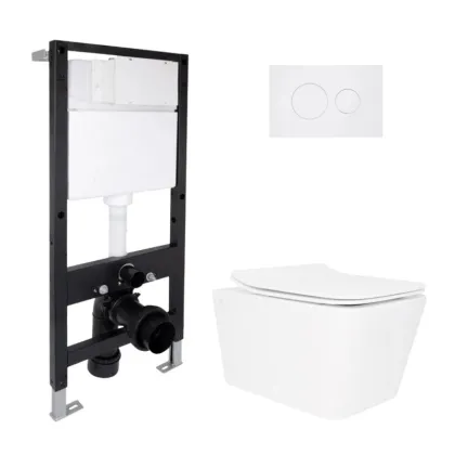 Готове рішення Qtap для ванної кімнати: підвісний унітаз Crow Rimless 520x360x290 + комплект інсталяції Standard (кругла клавіша White)