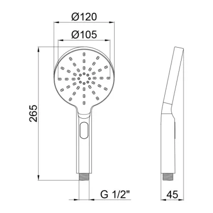 Лійка для ручного душу Qtap Rucni 120 мм округла QTRUCA121O3PCC Chrome — Photo 1