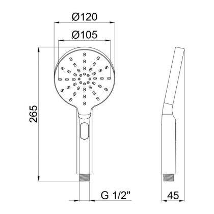 Лійка для ручного душу Qtap Rucni 120 мм округла QTRUCA121O3PCC Chrome — Photo 1