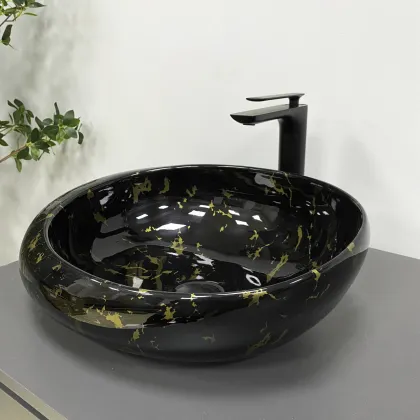 Умивальник (раковина) VBI RICCIA BLACK MARMO GLOSSY накладний — Photo 2