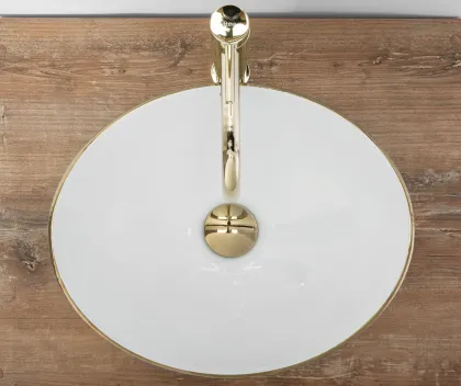 Умивальник (раковина) REA SOFIA BRUSHED GOLD WHITE накладний * — Photo 3