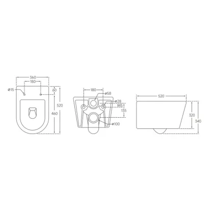 Унітаз підвісний Mixxus BEVEL-0302-R 520x360x365mm, система змиву RIMLESS (MI6709) — Photo 1