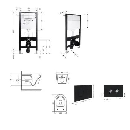 Готове рішення Qtap для ванної кімнати: підвісний унітаз Swan Ultra Quiet 520x360x320 + комплект інсталяції Standard (кругла клавіша Black) — Photo 1