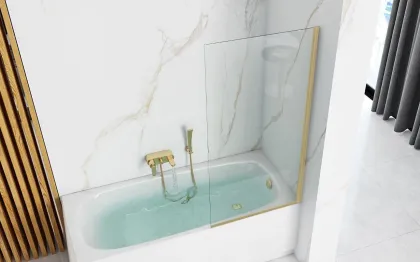 Шторка для ванни REA ELEGANT 70 BRUSHED GOLD постійна — Photo 1