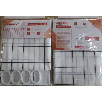 Шторка для ванної ZERIX SCP-011-180x180 з PEVA (поліетиленвінілацетату) (Візерунок "Клітина" біла) (ZX6084) — Photo 1