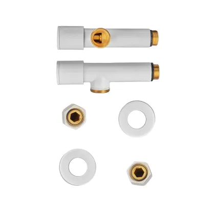 Комплект кранів для рушникосушки кутовий Koer KR.SET.534 WHITE - M1/2''xM1/2'' подовжений (KR5843) — Photo 4