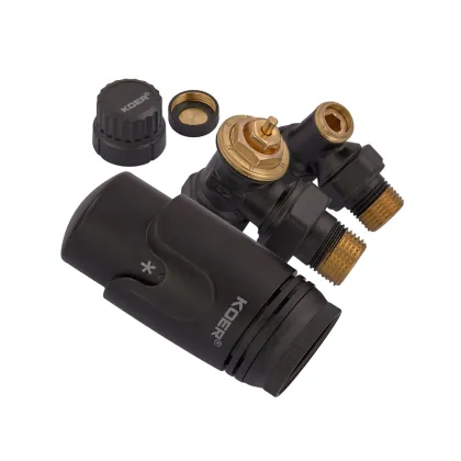Комплект для підключення радіатора Koer SET-24.Black - 1/2'' кутовий з термоголовкою (KR5283) — Photo 1