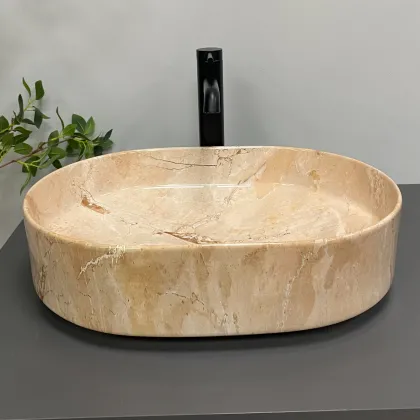 Умивальник (раковина) VBI VERONA 50 TRAVERTINE GLOSSY накладний — Photo 2