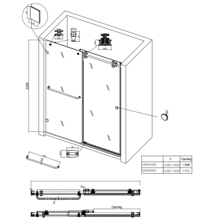 Двері в нішу Koer SR SD06-120x220-TR-01 прозоре скло Easy Clean 8мм, хром (KR5367) — Photo 4