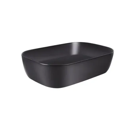 Комплект Qtap Robin: Раковина накладна прамокутна 610x400x145 мм Matt Black + Донний клапан PU03 — Photo 3