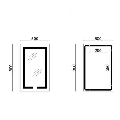 Дзеркало Lidz Kubis 800х500 з LED-підсвічуванням Touch, з антизапотіванням, з димером, рег. яскравості LD78LF9365080 — Photo 1