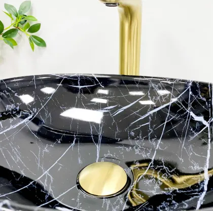 Умивальник (раковина) VBI PARMA BLACK STONE GLOSSY накладний — Photo 2