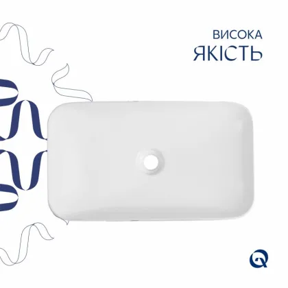 Раковина накладна Qtap Tern Раковина накладна 610x350x135 мм, Marble, прямокутна, з донним клапаном — Photo 3