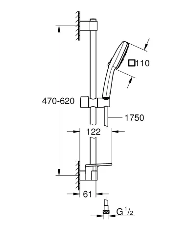 Набір для душу Grohe Tempesta Cube 110, 3 режими, з поличкою (27576003) — Photo 3
