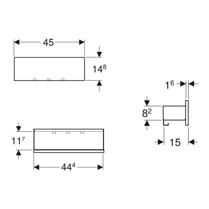 SMYLE SQUARE настінна полиця 45*14,8*15см, лава/з порошковим покриттям матовий, горіх темний/меламін зі структурою дерева — Photo 1