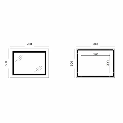 Дзеркало Lidz Kubis (KU1) 700х500 з LED-підсвічуванням Touch, з антизапотіванням, з димером, рег. яскравості LD78LF90448485 — Photo 1