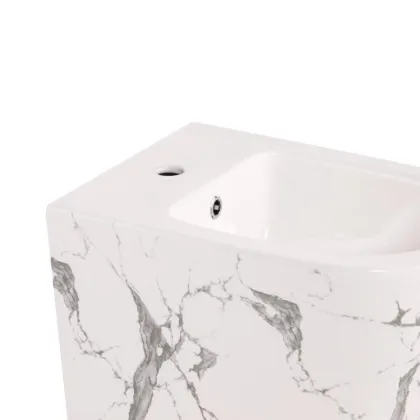 Комплект Qtap Robin Marble 3 в 1: підвісний унітаз + біде підвісне + раковина накладна  — Photo 6