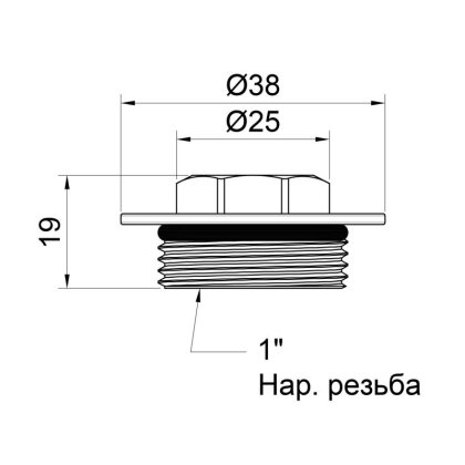 Заглушка Icma 1&quot; ЗР з антипротіканням №173 — Photo 1