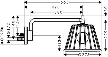 Axor Lamp Shower Душ верхній з лампою, поворотний, 1 вид струменя — Photo 1