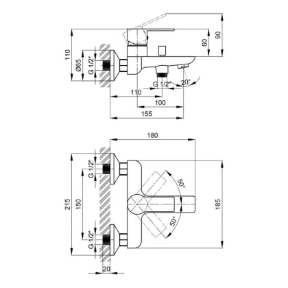 Змішувач для ванни Qtap Ustek 3016107DC — Photo 1