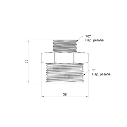 Ніпель Icma 1/2"х1" ЗР №1211 — Photo 1