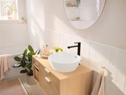 REBRIS S змішувач для умивальника 240, CoolStart, EcoSmart+, чорний матовий — Photo 1