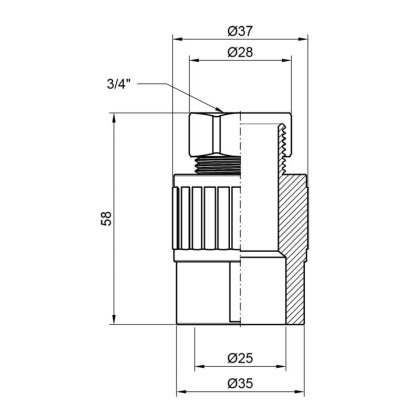 Муфта PPR Alfa Plast з накидною гайкою 25х3/4&quot; ВР — Photo 1