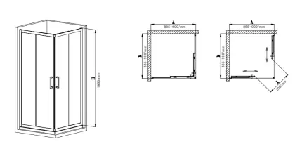 Душова кабіна без піддону Mixxus Premium DIVERSE SC02-90x90x195-TR Black прозоре скло 5мм (MI6862) — Photo 1